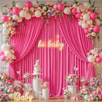 20x10ft Hot Pink Backdrop Curtain Panels for Parties - Wrinkle Free Polyester Photo Curtain Backdrop Wedding, alternate view
