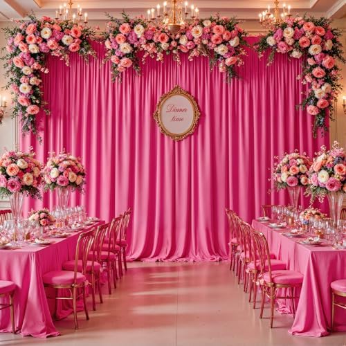 20x10ft Hot Pink Backdrop Curtain Panels for Parties - Wrinkle Free Polyester Photo Curtain Backdrop Wedding, alternate view