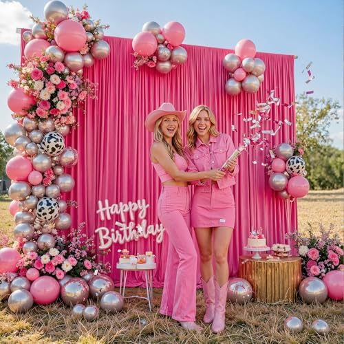20x10ft Hot Pink Backdrop Curtain Panels for Parties - Wrinkle Free Polyester Photo Curtain Backdrop Wedding, alternate view