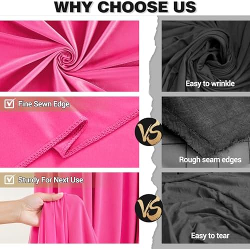 20x10ft Hot Pink Backdrop Curtain Panels for Parties - Wrinkle Free Polyester Photo Curtain Backdrop Wedding, alternate view