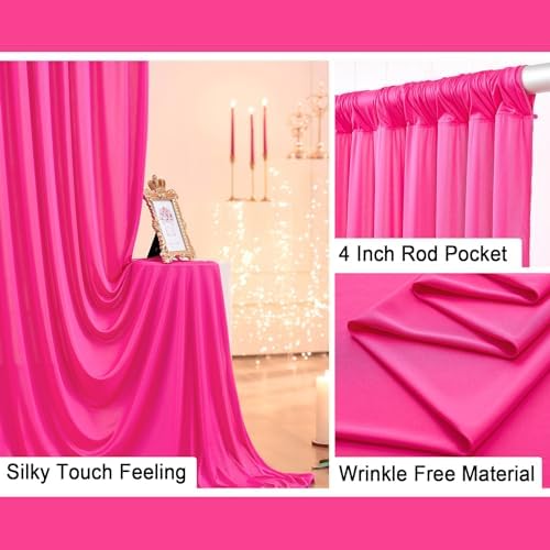 20x10ft Hot Pink Backdrop Curtains for Parties, 4 Panels 5x10ft Wrinkle-Free Polyester Background Curtains for, alternate