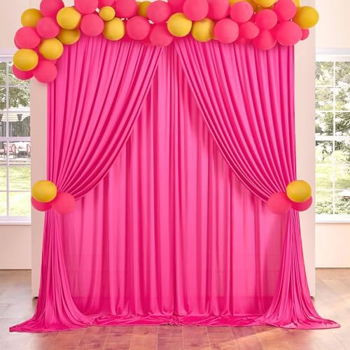 20x10ft Hot Pink Backdrop Curtains for Parties, 4 Panels 5x10ft Wrinkle-Free Polyester Background Curtains for, alternate