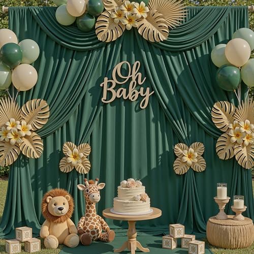 20x10ft Hunter Green Backdrop Curtains for Parties, 4 Panels 5x10ft Wrinkle-Free Polyester Background Curtains, alternate