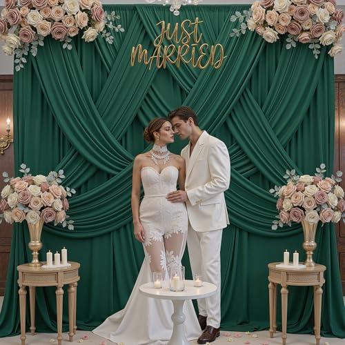 20x10ft Hunter Green Backdrop Curtains for Parties, 4 Panels 5x10ft Wrinkle-Free Polyester Background Curtains, alternate