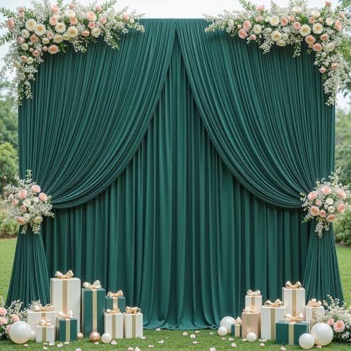 20x10ft Hunter Green Backdrop Curtains for Wedding Parties Wrinkle Free Green Curtains Photo Backdrop Drapes for