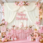 20x10ft Ivory Backdrop Curtain Wrinkle Free Photo Backdrop Drapes for Wedding Party Birthday Baby Shower, alternate view 2