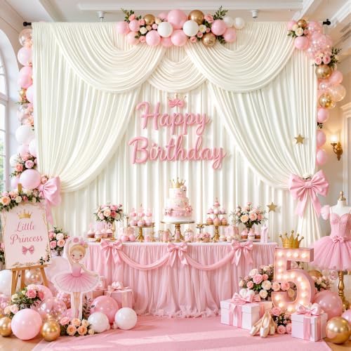 20x10ft Ivory Backdrop Curtain Wrinkle Free Photo Backdrop Drapes for Wedding Party Birthday Baby Shower, alternate view 2