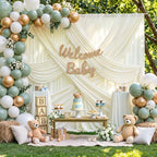 20x10ft Ivory Backdrop Curtain Wrinkle Free Photo Backdrop Drapes for Wedding Party Birthday Baby Shower, alternate view 3