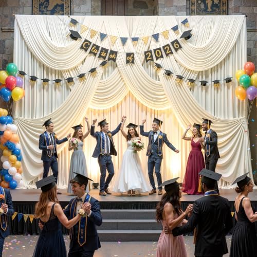 20x10ft Ivory Backdrop Curtain Wrinkle Free Photo Backdrop Drapes for Wedding Party Birthday Baby Shower, alternate view 4