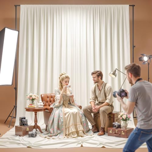 20x10ft Ivory Backdrop Curtain Wrinkle Free Photo Backdrop Drapes for Wedding Party Birthday Baby Shower, alternate view 6