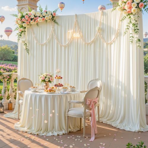 20x10ft Ivory Backdrop Curtain Wrinkle Free Photo Backdrop Drapes for Wedding Party Birthday Baby Shower, alternate view 7