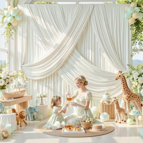 20x10FT Ivory Backdrop Curtains for Parties, 4 Panels Wrinkle-Free Photo Backdrop Drapes, Thickened Background, alternate