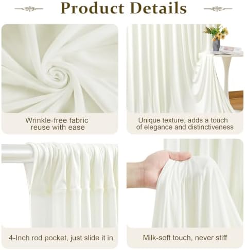 20x10FT Ivory Backdrop Curtains for Parties, 4 Panels Wrinkle-Free Photo Backdrop Drapes, Thickened Background, alternate