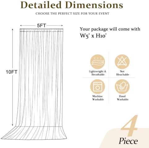 20x10FT Ivory Backdrop Curtains for Parties, 4 Panels Wrinkle-Free Photo Backdrop Drapes, Thickened Background, alternate