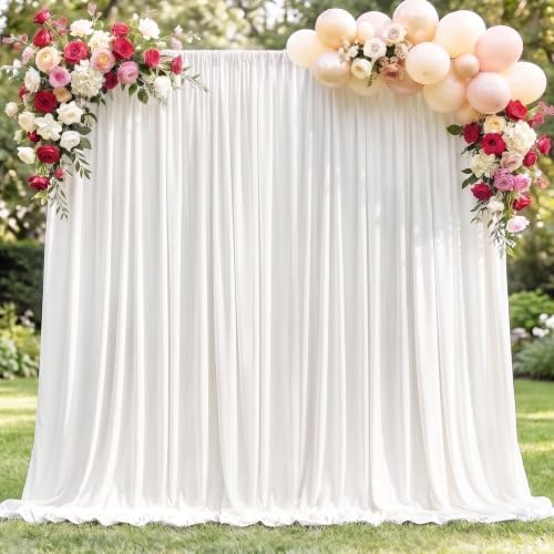 20x10FT Ivory Backdrop Curtains for Wedding Parties, Ultra Drapey & Silky Drapes for Backdrop Skin-Friendly &