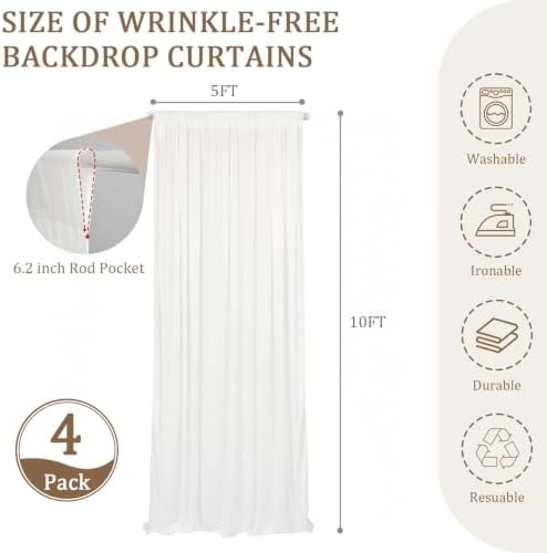 20x10FT Ivory Backdrop Curtains for Wedding Parties, Ultra Drapey & Silky Drapes for Backdrop Skin-Friendly &, alternate view