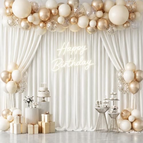 20x10FT Ivory Backdrop Curtains for Wedding Parties, Ultra Drapey & Silky Drapes for Backdrop Skin-Friendly &, alternate view
