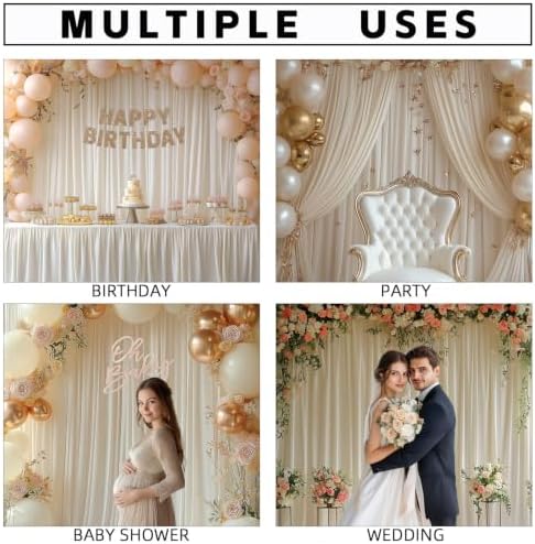 20x10FT Ivory Backdrop Curtains for Wedding Parties, Wrinkle Free Photo Backdrop Curtains for Wedding Birthday, alternate
