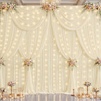 20x10ft Ivory Backdrop Curtains with Lights String for Parties, 2 Panels in 5'(W) x 10'(H),4 panels in Ivory, alternate view