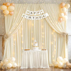 20x10ft Ivory Backdrop Curtains with Lights String for Parties, 2 Panels in 5'(W) x 10'(H),4 panels in Ivory, alternate view