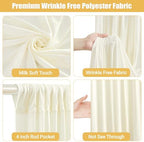 20x10ft Ivory Backdrop Curtains with Lights String for Parties, 2 Panels in 5'(W) x 10'(H),4 panels in Ivory, alternate view