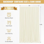 20x10ft Ivory Backdrop Curtains with Lights String for Parties, 2 Panels in 5'(W) x 10'(H),4 panels in Ivory, alternate view