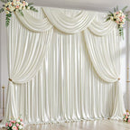 20x10ft Ivory Glitter Backdrop Curtain for Parties, Wrinkle Free Satin Photo Backdrop Drapes 4 Panels 5x10FT