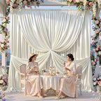 20x10ft Ivory Glitter Backdrop Curtain for Parties, Wrinkle Free Satin Photo Backdrop Drapes 4 Panels 5x10FT, alternate view