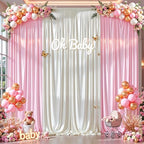 20x10ft Ivory Glitter Backdrop Curtain for Parties, Wrinkle Free Satin Photo Backdrop Drapes 4 Panels 5x10FT, alternate view