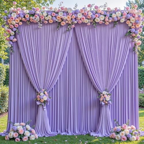 20x10ft Lavender Backdrop Curtain Panels for Parties - Wrinkle Free Polyester Photo Curtain Backdrop Wedding