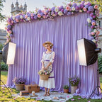 20x10ft Lavender Backdrop Curtain Panels for Parties - Wrinkle Free Polyester Photo Curtain Backdrop Wedding, alternate view