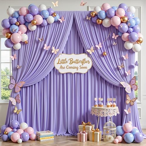 20x10ft Lavender Backdrop Curtain Panels for Parties - Wrinkle Free Polyester Photo Curtain Backdrop Wedding, alternate view