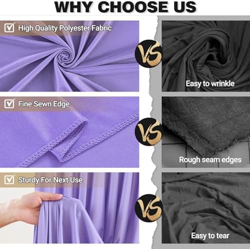 20x10ft Lavender Backdrop Curtain Panels for Parties - Wrinkle Free Polyester Photo Curtain Backdrop Wedding, alternate view