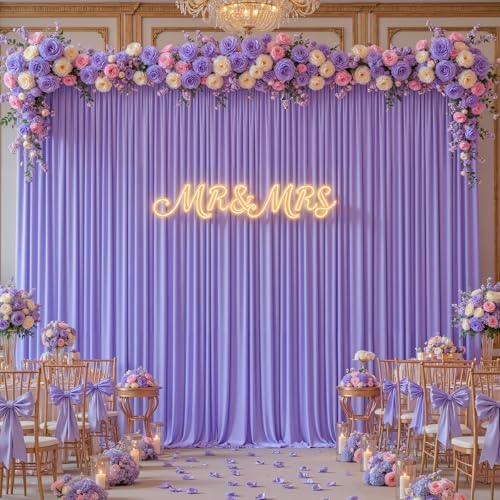 20x10ft Lavender Backdrop Curtain Panels for Parties - Wrinkle Free Polyester Photo Curtain Backdrop Wedding, alternate view