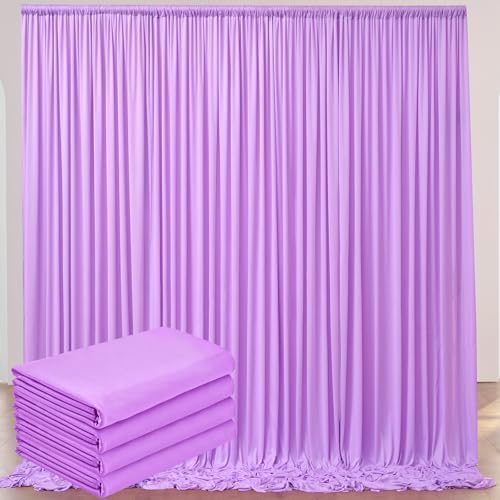 20x10ft Lavender Backdrop Curtains for Parties, 4 Panels 5x10ft Wrinkle-Free Polyester Background Curtains for