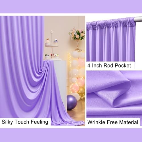 20x10ft Lavender Backdrop Curtains for Parties, 4 Panels 5x10ft Wrinkle-Free Polyester Background Curtains for, alternate