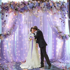 20x10ft Lavender Chiffon Backdrop Curtain with Lights String for Wedding Sheer Tulle Curtain Photo Backdrops, alternate view