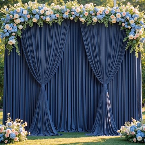 20x10ft Navy Blue Backdrop Curtain Panels for Parties - Wrinkle Free Polyester Photo Curtain Backdrop Wedding