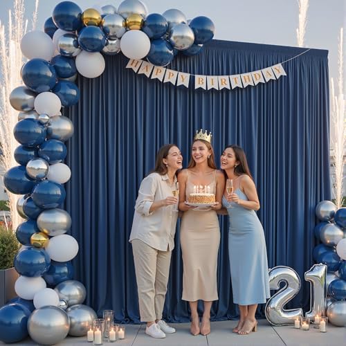 20x10ft Navy Blue Backdrop Curtain Panels for Parties - Wrinkle Free Polyester Photo Curtain Backdrop Wedding, alternate view