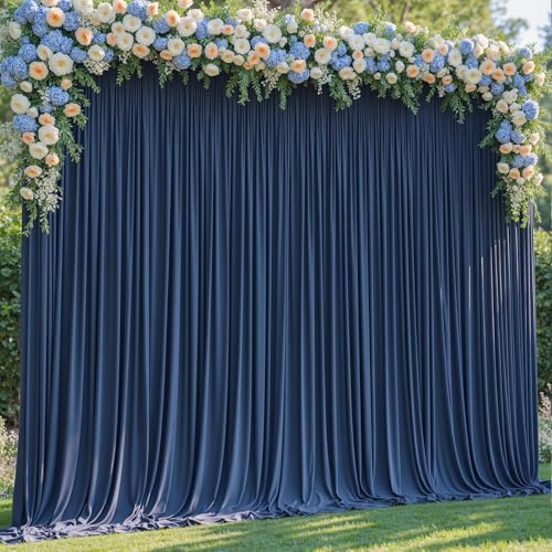 20x10ft Navy Blue Backdrop Curtain Panels for Parties - Wrinkle Free Polyester Photo Curtain Backdrop Wedding, alternate view