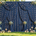 20x10ft Navy Blue Backdrop Curtains with Lights String for Baby Shower in 5'(W) x 10'(H),4 panels in Navy Blue