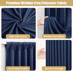 20x10ft Navy Blue Backdrop Curtains with Lights String for Baby Shower in 5'(W) x 10'(H),4 panels in Navy Blue, alternate