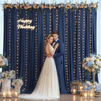 20x10ft Navy Blue Backdrop Curtains with Lights String for Baby Shower in 5'(W) x 10'(H),4 panels in Navy Blue, alternate