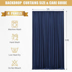 20x10ft Navy Blue Backdrop Curtains with Lights String for Baby Shower in 5'(W) x 10'(H),4 panels in Navy Blue, alternate