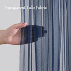 20x10ft Navy Blue Tulle Backdrop Curtain with Lights String for Parites, Sheer Backdrop Curtains for Wedding, alternate view