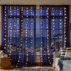20x10ft Navy Blue Tulle Backdrop Curtains with Lights String for Parties, Wrinkle Free Sheer Curtain with Lights, alternate