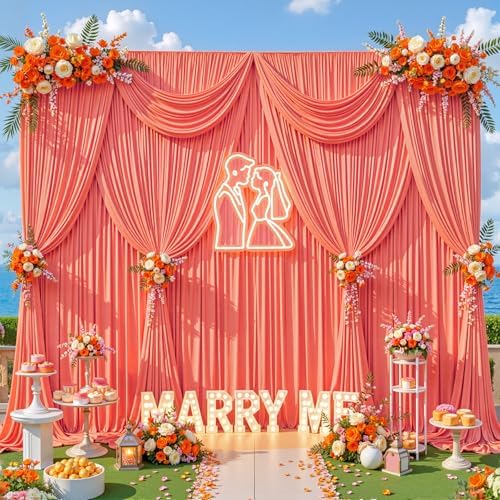 20x10ft Orange Backdrop Curtain for Parties Wrinkle Free Fabric Backdrop Curtain Wedding Photo Backdrop Drapes, alternate