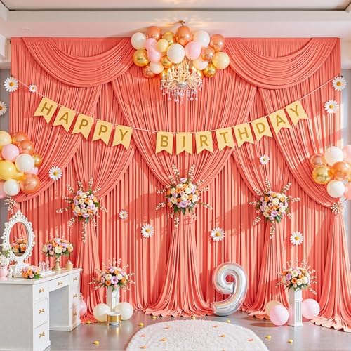 20x10ft Orange Backdrop Curtain for Parties Wrinkle Free Fabric Backdrop Curtain Wedding Photo Backdrop Drapes, alternate