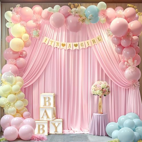 20x10ft Pink Backdrop Curtain Panels for Parties - Wrinkle Free Polyester Photo Curtain Backdrop Wedding Back, alternate view