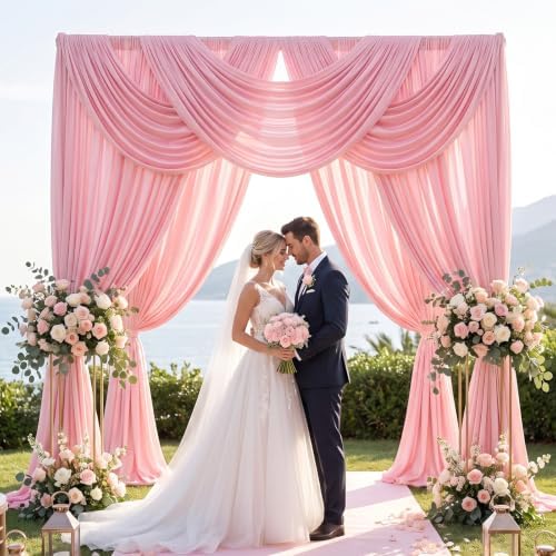 20x10FT Pink Backdrop Curtains for Wedding Parties, Ultra Drapey & Silky Drapes for Backdrop Skin-Friendly &, alternate view